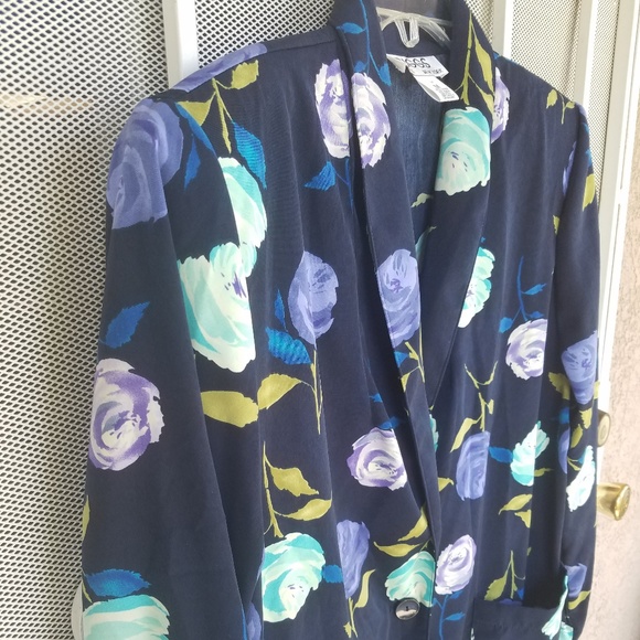 Briggs one button navy floral blazer L/XL - Picture 2 of 8
